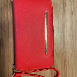 Steve Madden Red Wristlet Clutch with Gold Accent
